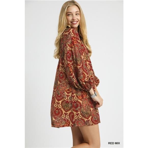 ✨NWT Umgee Boho Mix Paisley Babydoll Dress - Picture 2 of 5
